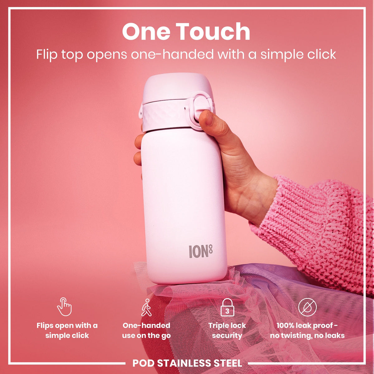 Leak Proof Kids Water Bottle, Stainless Steel, Lilac Dusk, 13oz