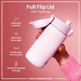 Leak Proof Kids Water Bottle, Stainless Steel, Lilac Dusk, 13oz