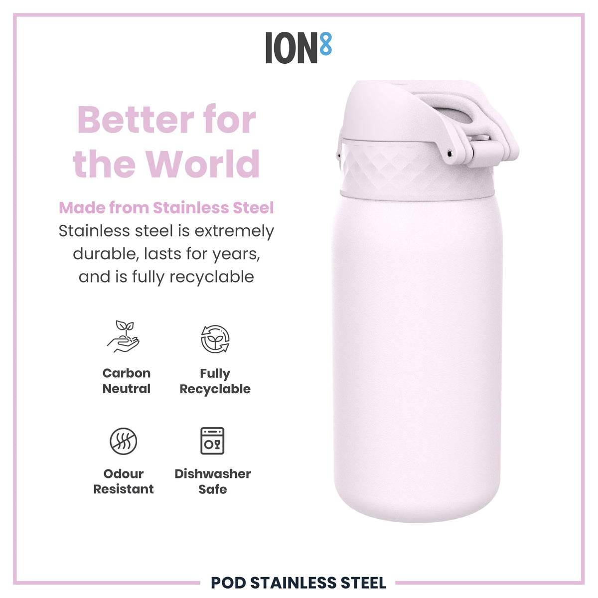 Leak Proof Kids Water Bottle, Stainless Steel, Lilac Dusk, 13oz