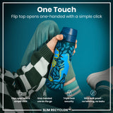 Leak Proof Slim Water Bottle, Recyclon, Dinosaurs, 18oz