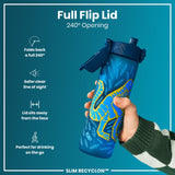 Leak Proof Slim Water Bottle, Recyclon, Dinosaurs, 18oz