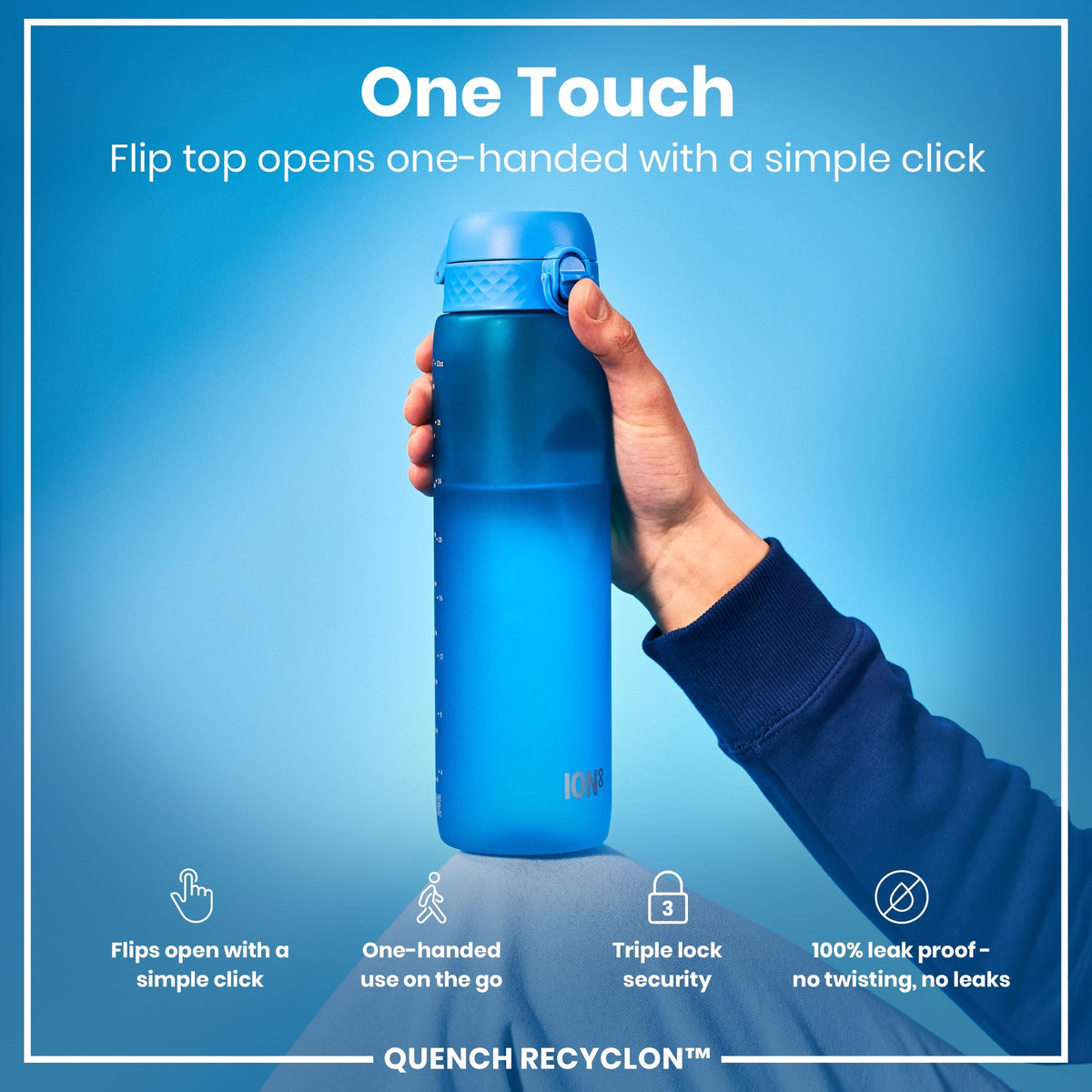 Leak Proof Water Bottle, Recyclon, Blue, 34oz