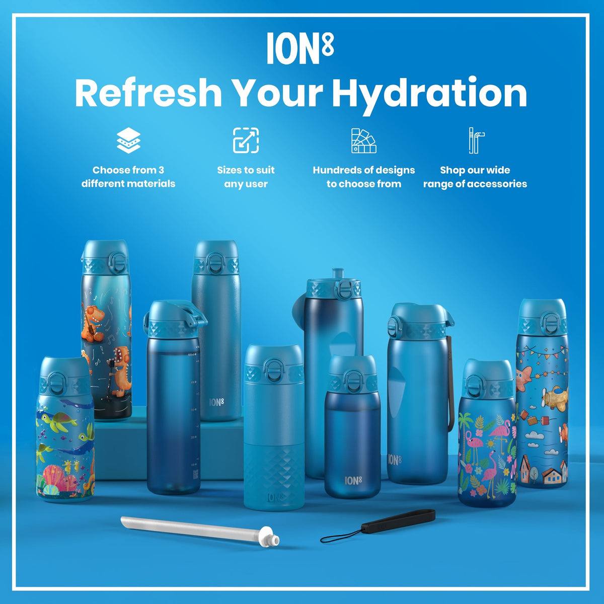 Leak Proof Water Bottle, Recyclon, Blue, 34oz