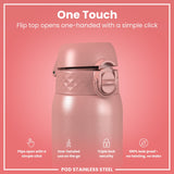 Leak Proof Kids Water Bottle, Stainless Steel, Ash Rose, 13oz