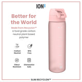 Leak Proof Slim Water Bottle, Recyclon, Rose Quartz, 18oz