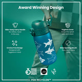 Leak Proof Kids Water Bottle, Recyclon, Shark, 12oz