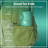 Leak Proof Kids Water Bottle, Stainless Steel, Teal, 13oz