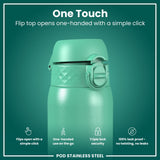 Leak Proof Kids Water Bottle, Stainless Steel, Teal, 13oz