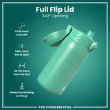Leak Proof Kids Water Bottle, Stainless Steel, Teal, 13oz