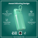 Leak Proof Kids Water Bottle, Stainless Steel, Teal, 13oz