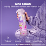 Leak Proof Slim Water Bottle, Stainless Steel, Unicorns, 20oz