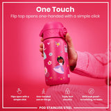 Leak Proof Kids Water Bottle, Stainless Steel, Princess, 13oz
