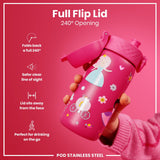 Leak Proof Kids Water Bottle, Stainless Steel, Princess, 13oz