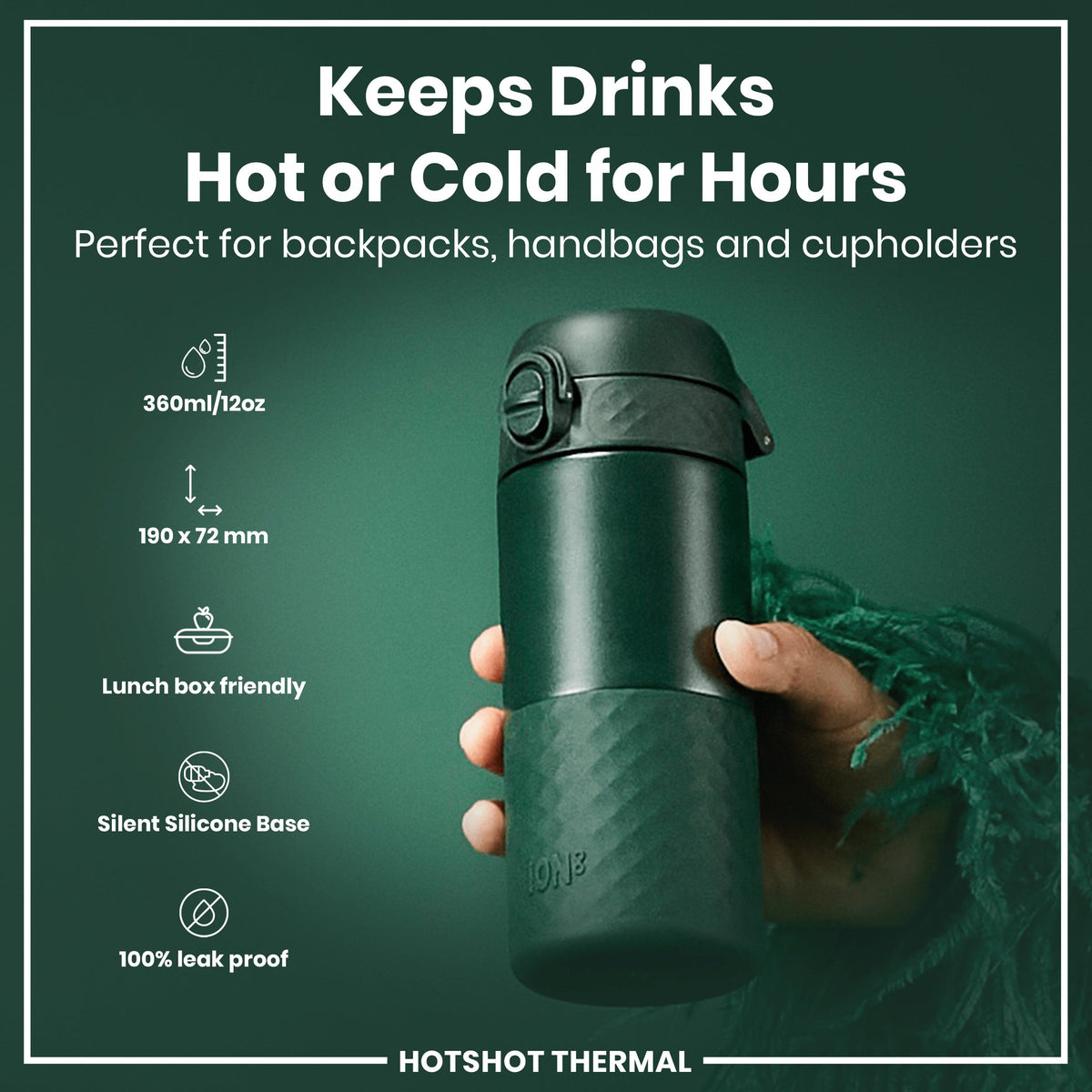 Insulated Steel, Travel Mug, Dark Green, 12oz
