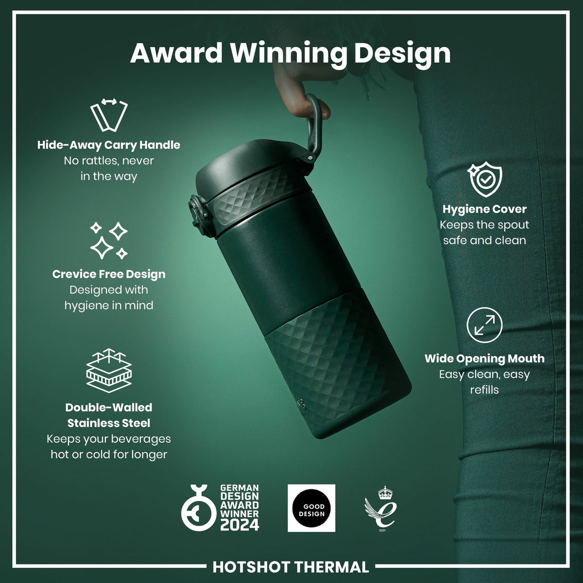 Insulated Steel, Travel Mug, Dark Green, 12oz
