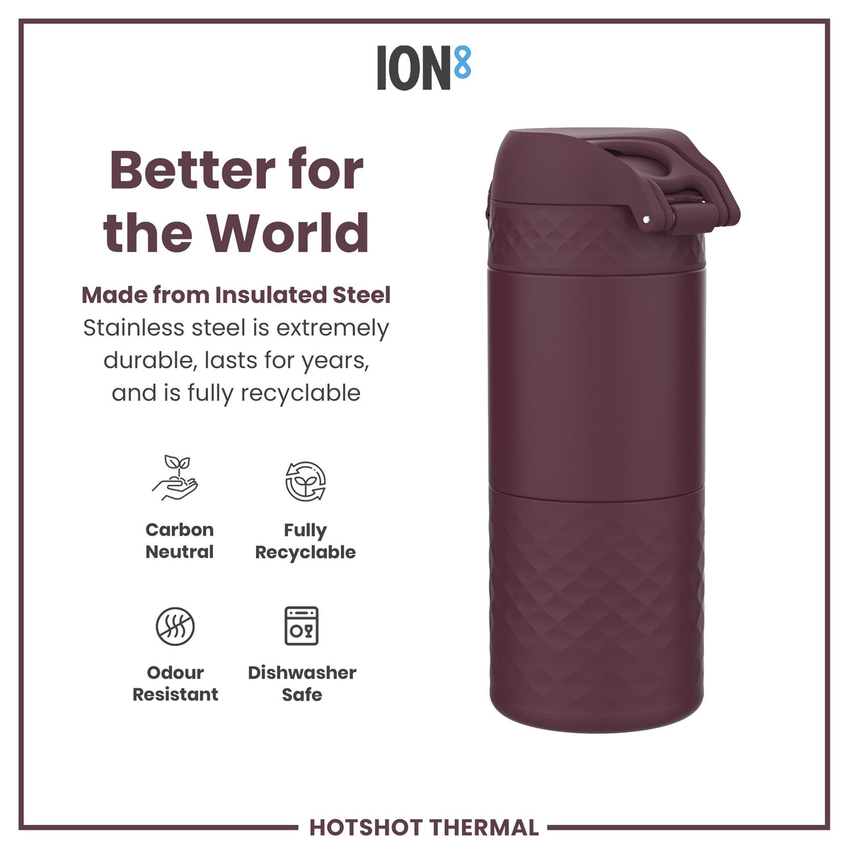 Insulated Steel, Travel Mug, Blackberry, 12oz