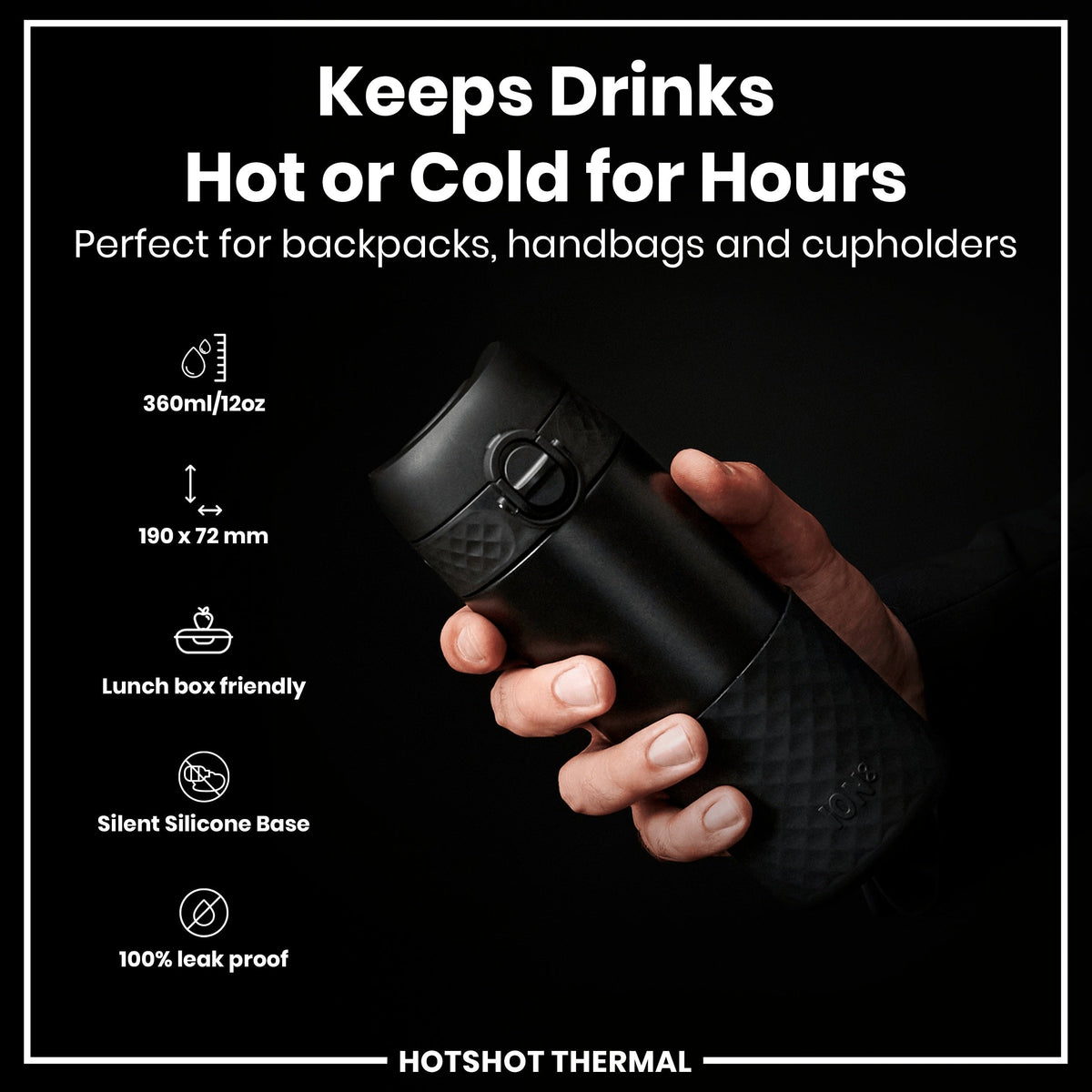 Insulated Steel, Travel Mug, Black, 12oz