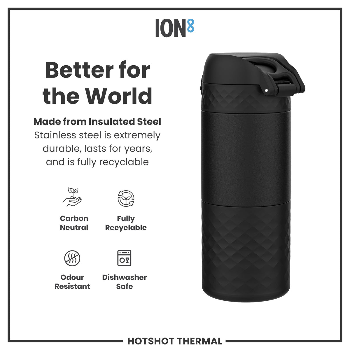 Insulated Steel, Travel Mug, Black, 12oz