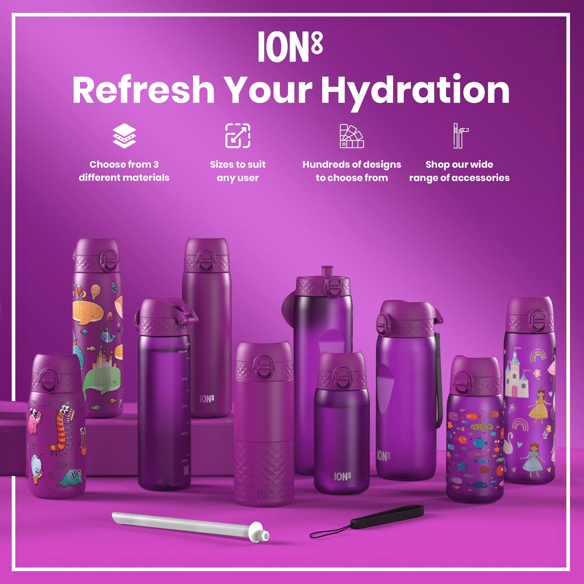 Leak Proof Slim Water Bottle, Recyclon, Princess, 18oz