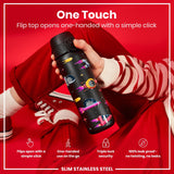 Leak Proof Slim Water Bottle, Stainless Steel, Spaceships, 20oz