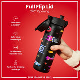 Leak Proof Slim Water Bottle, Stainless Steel, Spaceships, 20oz