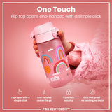 Leak Proof Kids Water Bottle, Recyclon, Rainbows, 12oz