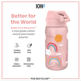 Leak Proof Kids Water Bottle, Recyclon, Rainbows, 12oz