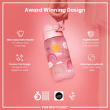 Leak Proof Kids Water Bottle, Recyclon, Rainbows, 12oz