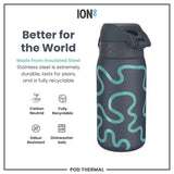 Leak Proof Thermal Steel Water Bottle, Insulated, Squiggly Line, 11oz