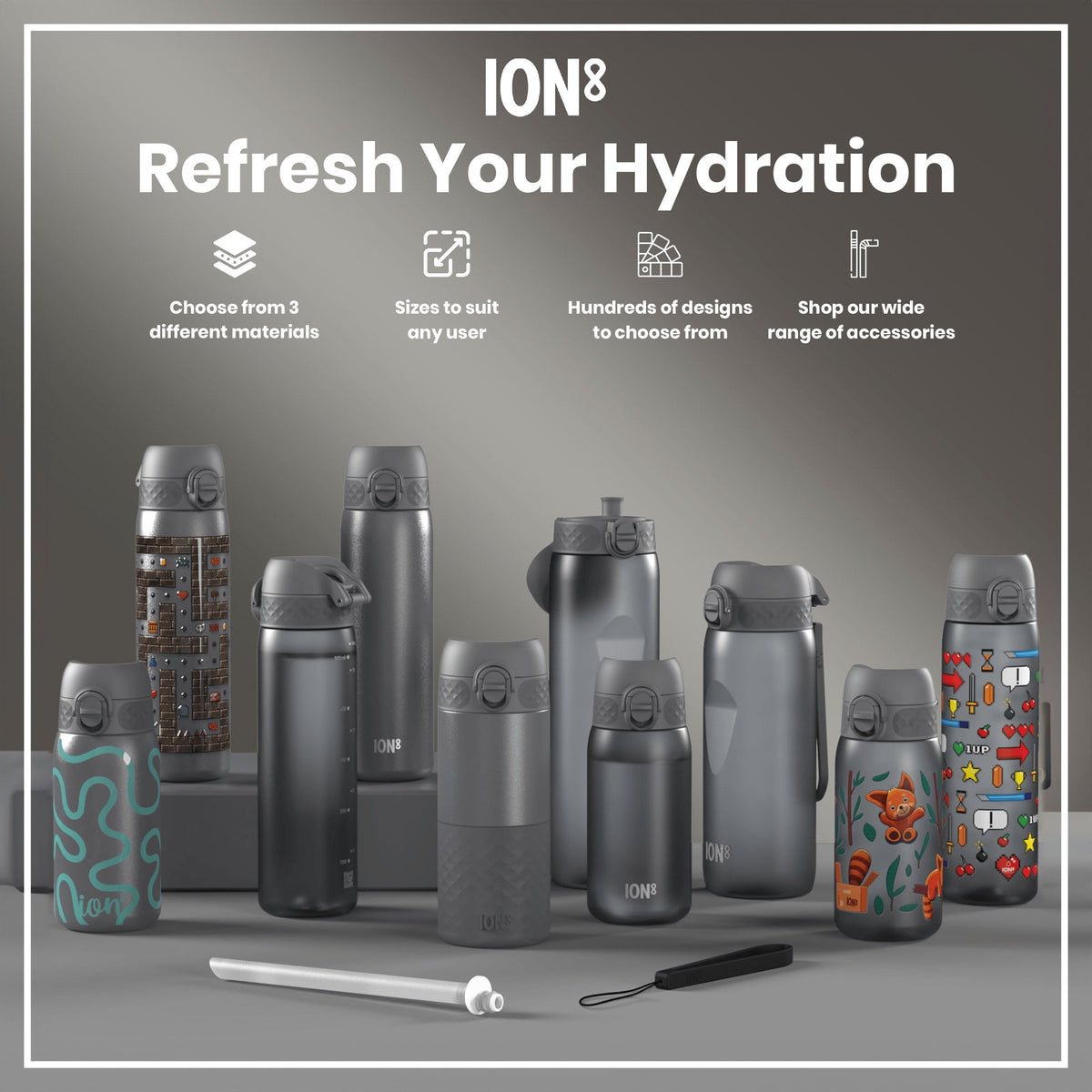 Leak Proof Thermal Steel Water Bottle, Insulated, Squiggly Line, 11oz