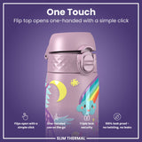 Leak Proof Slim Thermal Steel Water Bottle, Insulated, Unicorns, 17oz