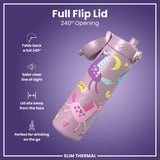 Leak Proof Slim Thermal Steel Water Bottle, Insulated, Unicorns, 17oz