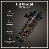 Leak Proof Slim Thermal Water Bottle, Insulated Steel, Gamer, 17oz