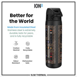 Leak Proof Slim Thermal Water Bottle, Insulated Steel, Gamer, 17oz