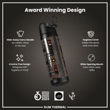 Leak Proof Slim Thermal Water Bottle, Insulated Steel, Gamer, 17oz