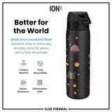 Leak Proof Slim Thermal Water Bottle, Insulated Steel, Spaceships, 17oz