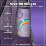 Leak Proof Slim Water Bottle, Stainless Steel, Purple Unicorns, 20oz
