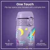 Leak Proof Slim Water Bottle, Stainless Steel, Purple Unicorns, 20oz