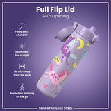 Leak Proof Slim Water Bottle, Stainless Steel, Purple Unicorns, 20oz