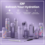 Leak Proof Slim Water Bottle, Stainless Steel, Purple Unicorns, 20oz