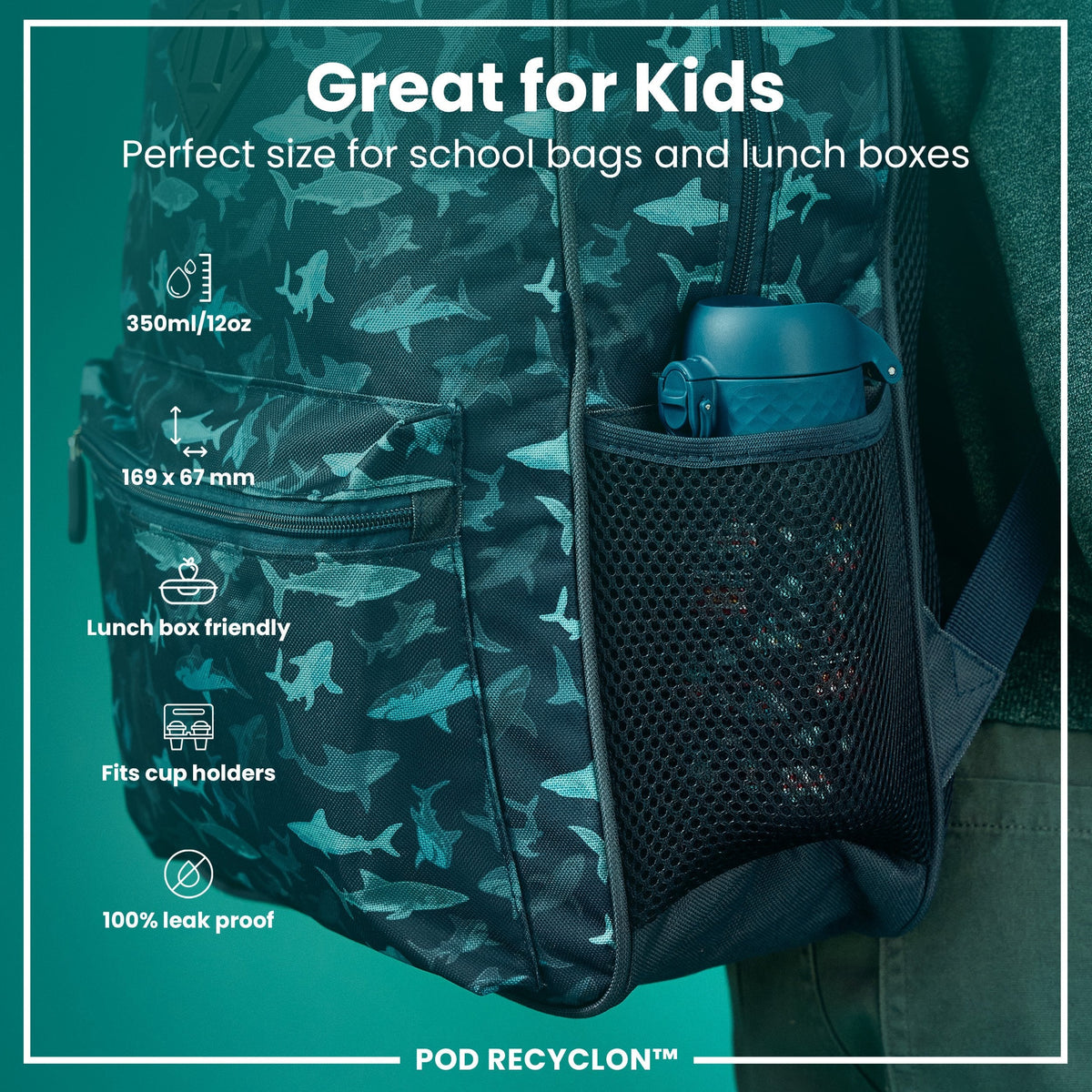 Leak Proof Kids Water Bottle, Recyclon, Rescue Vehicles, 12oz
