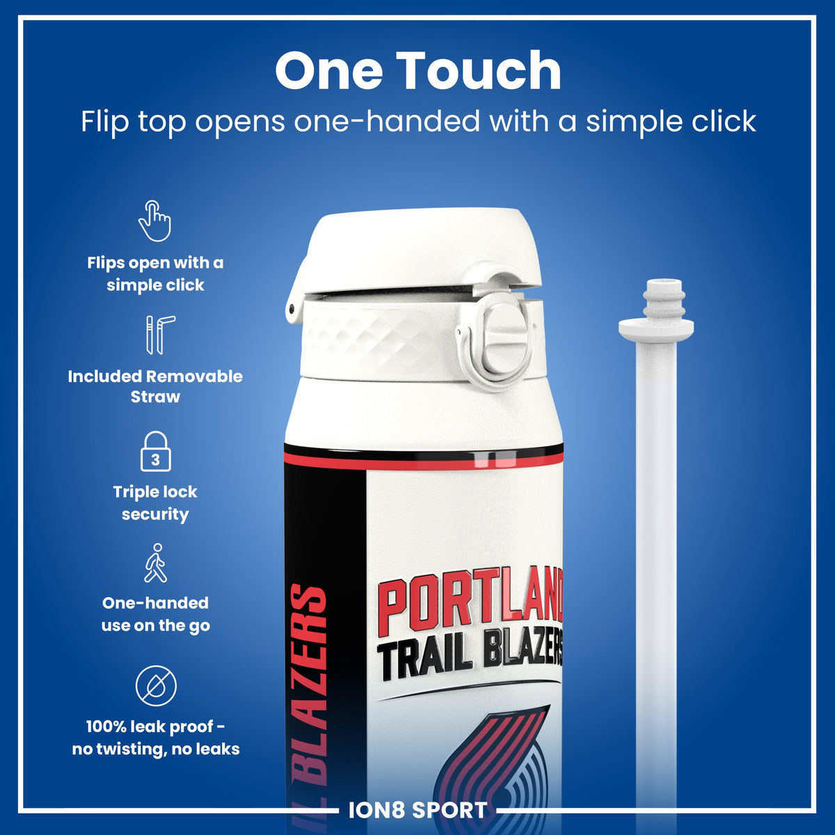NBA x ION8, Insulated Steel Bottle, Portland Trailblazers, 24oz