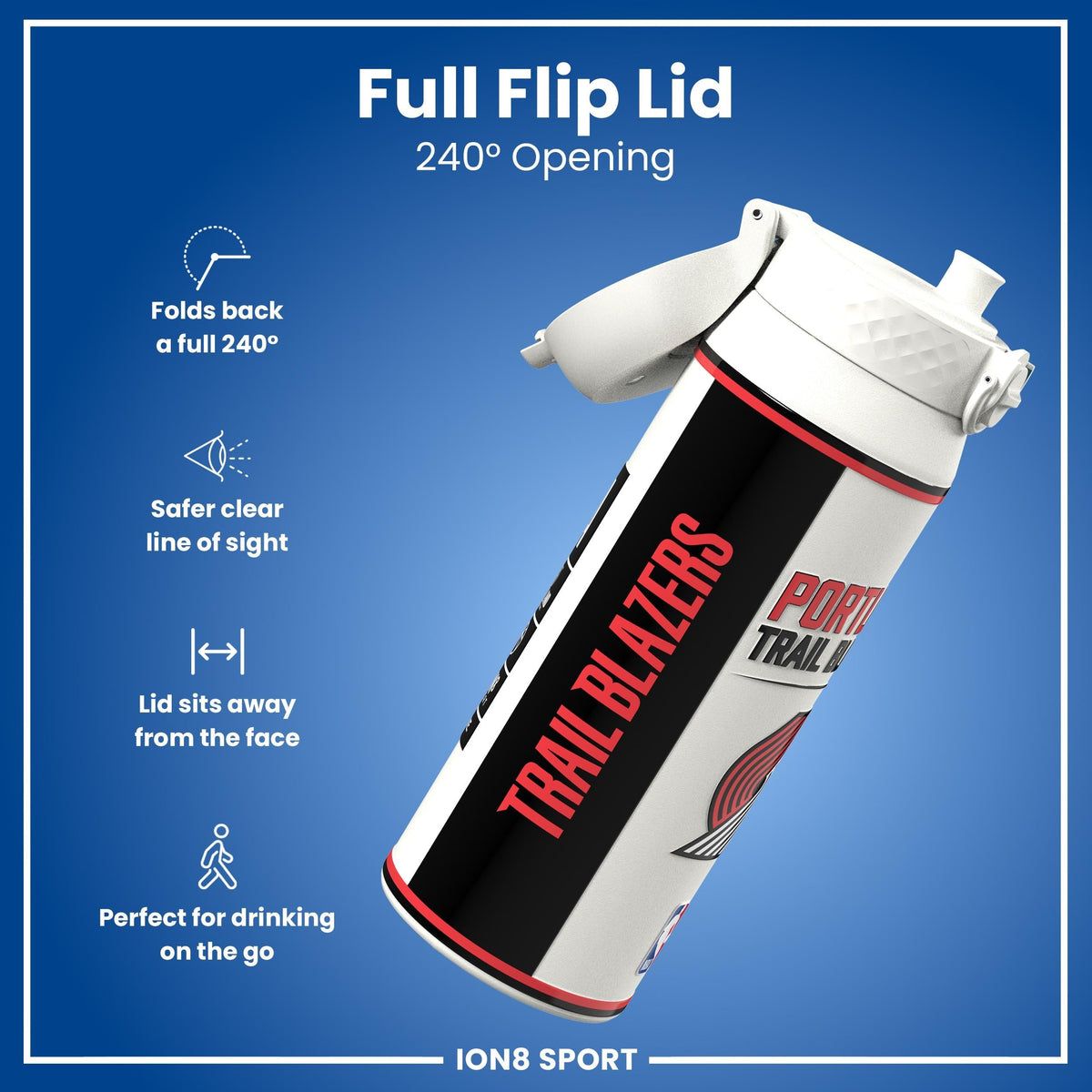 NBA x ION8, Insulated Steel Bottle, Portland Trailblazers, 24oz