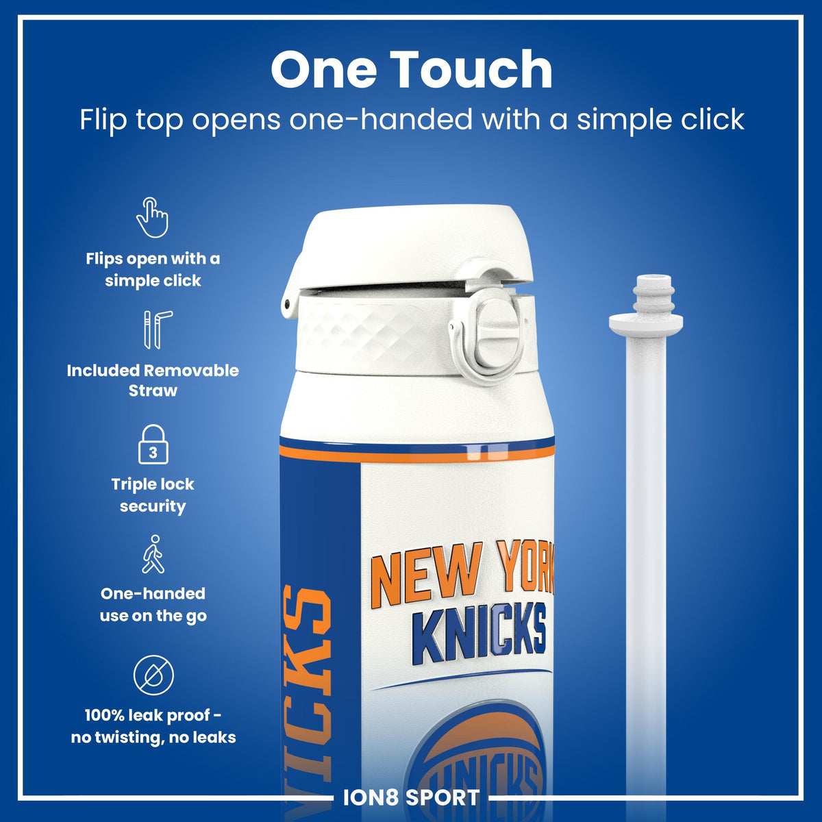NBA x ION8, Insulated Steel Bottle, NY Knicks, 24oz