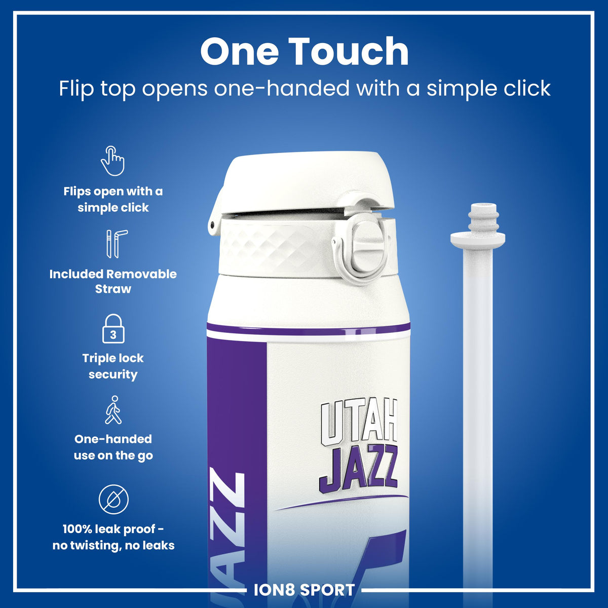 NBA x ION8, Insulated Steel Bottle, Utah Jazz, 24oz
