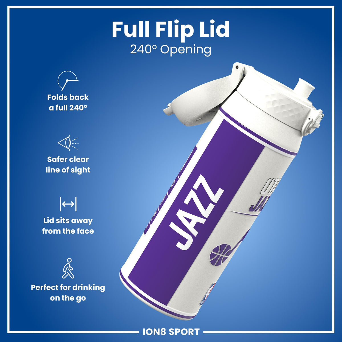 NBA x ION8, Insulated Steel Bottle, Utah Jazz, 24oz