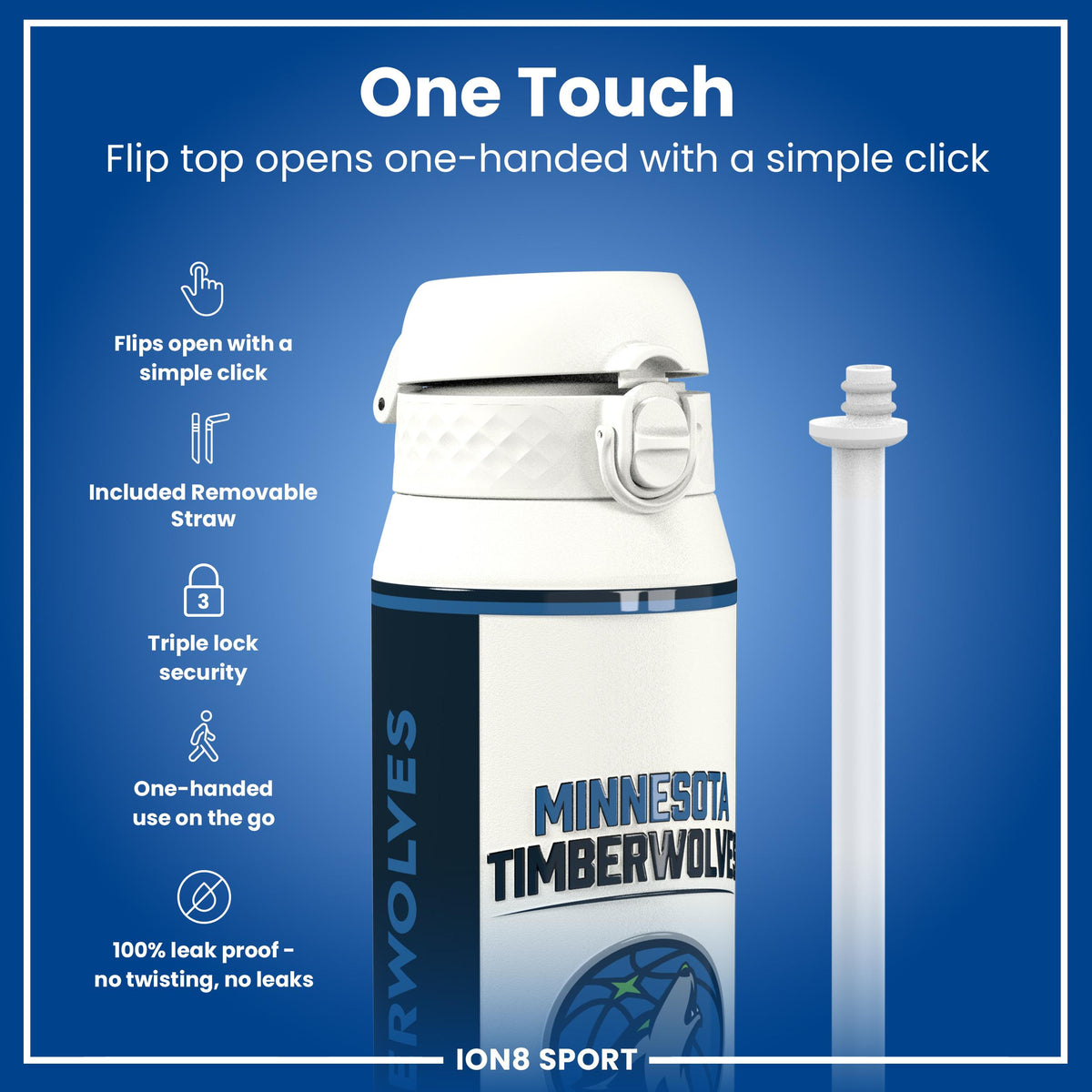 NBA x ION8, Insulated Steel Bottle, MN Timberwolves, 24oz