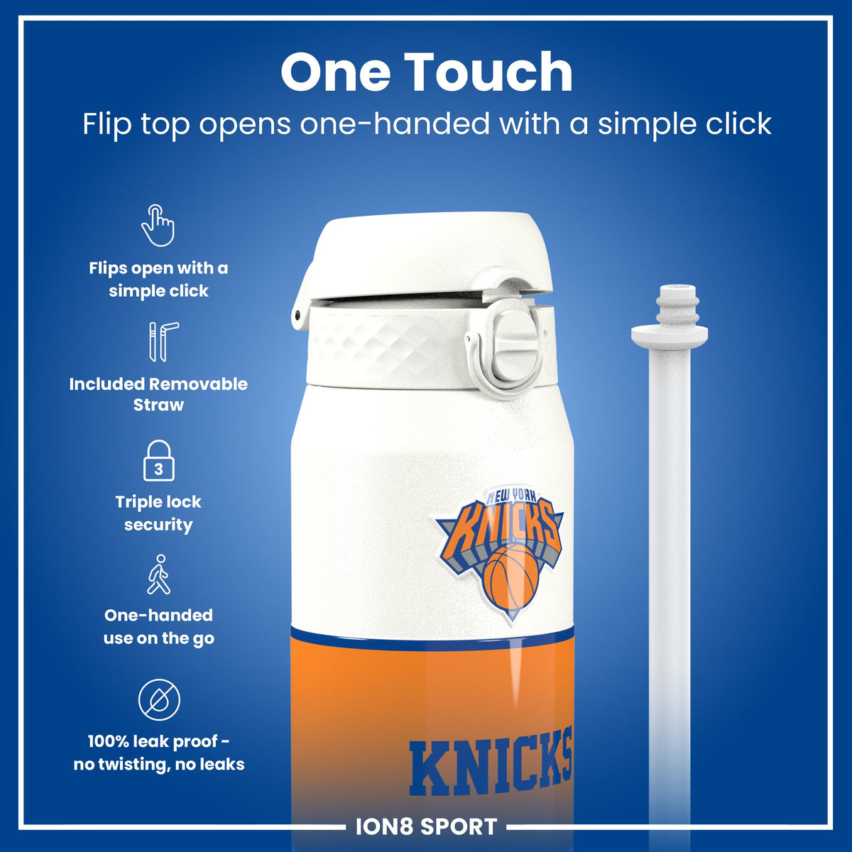 NBA x ION8, Insulated Steel Bottle, NY Knicks, 24oz