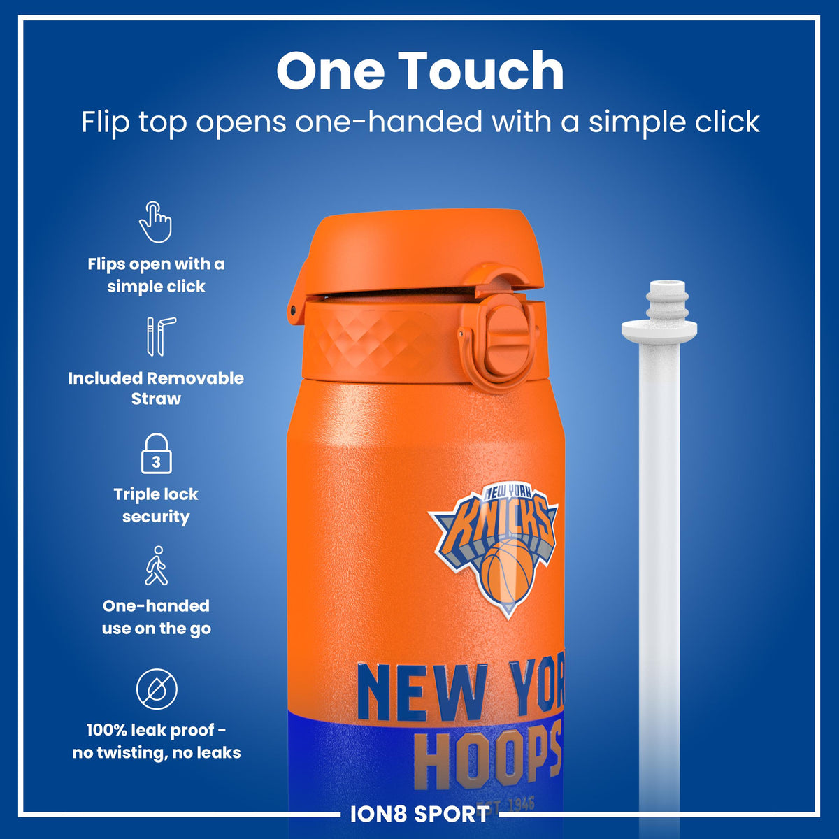 NBA x ION8, Insulated Steel Bottle, NY Knicks, 24oz
