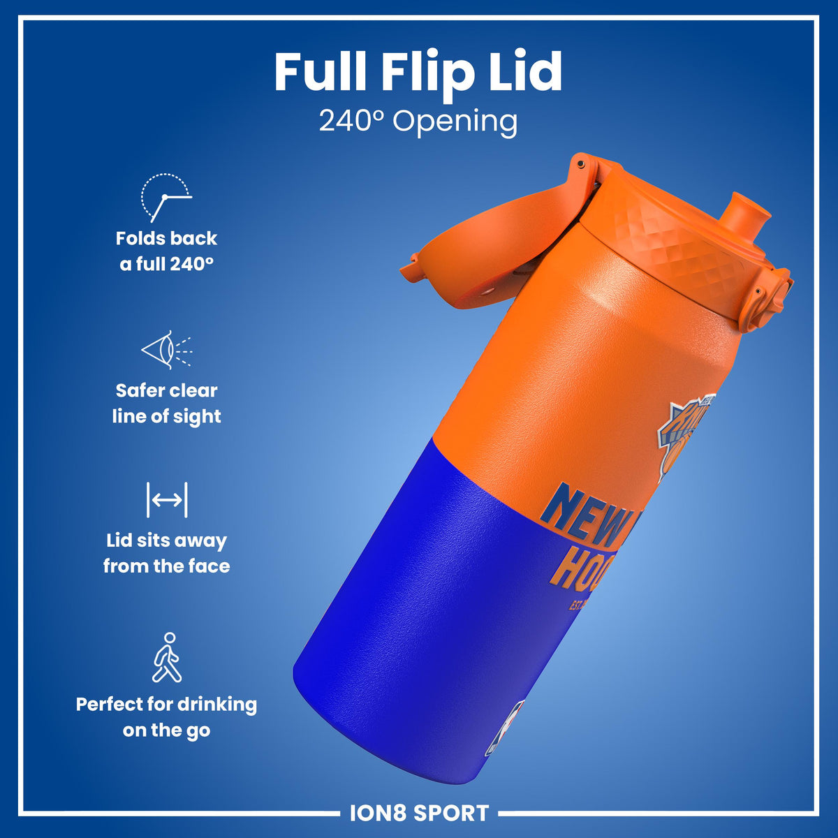 NBA x ION8, Insulated Steel Bottle, NY Knicks, 24oz